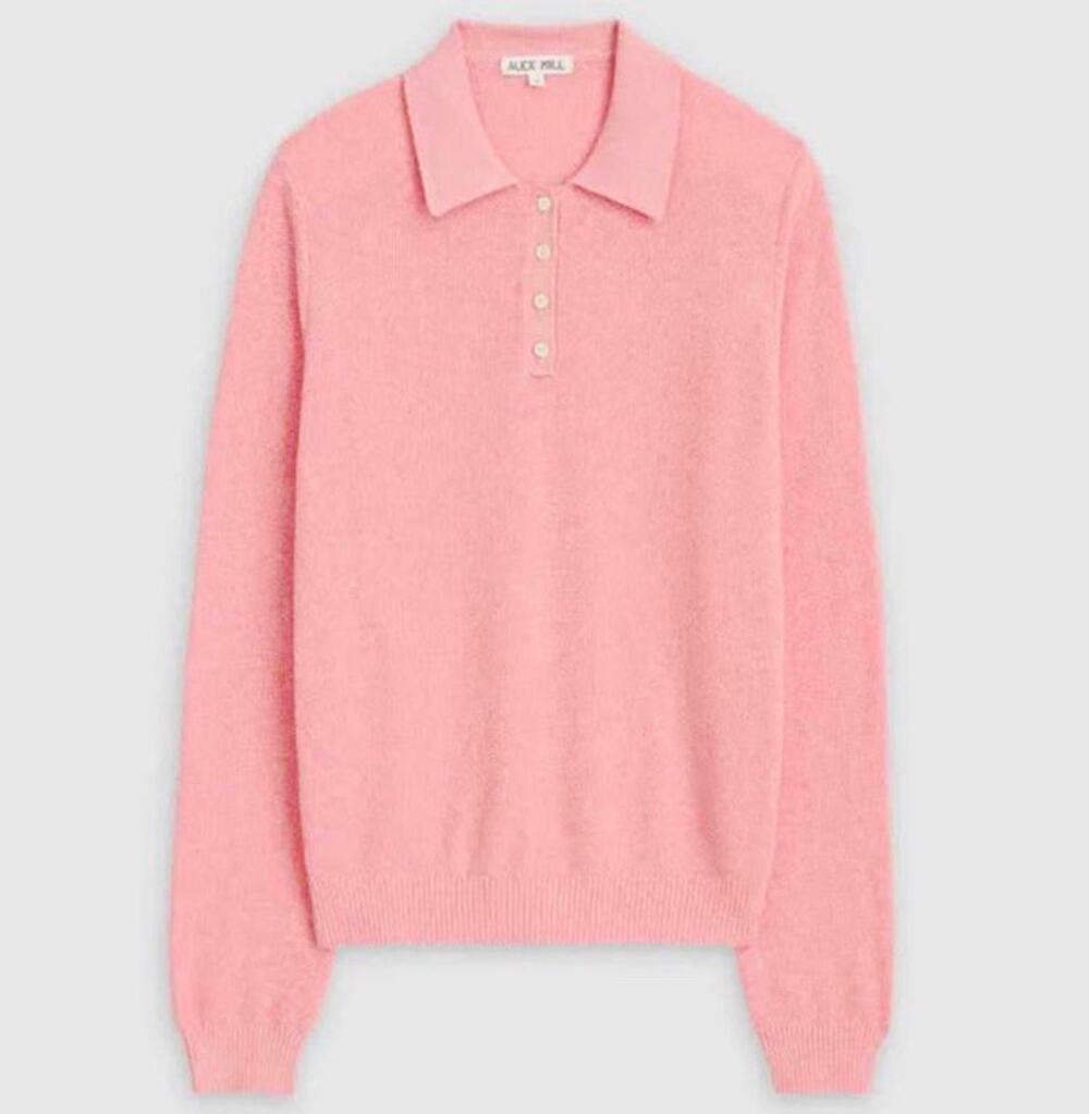 Alex Mill Women's Pink Collared Button Placket Knit Pullover Sweater Size S